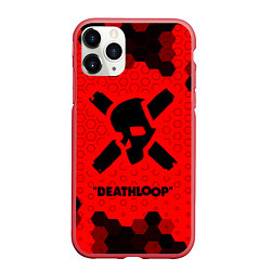 Чехол iPhone 11 Pro матовый Deathloop - Череп - Соты, цвет: 3D-красный