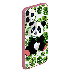 Чехол iPhone 11 Pro матовый Милая Панда Летняя, цвет: 3D-малиновый — фото 2