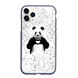 Чехол iPhone 11 Pro матовый Панда Любовь Сердце Брызги, цвет: 3D-серый