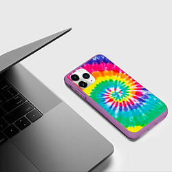 Чехол iPhone 11 Pro матовый Тай Дай, цвет: 3D-фиолетовый — фото 2