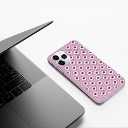 Чехол iPhone 11 Pro матовый Сердечки в облачках, цвет: 3D-розовый — фото 2
