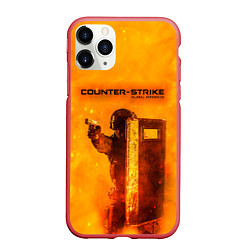 Чехол iPhone 11 Pro матовый CS GO FIRE КС ГО Z, цвет: 3D-красный