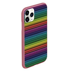 Чехол iPhone 11 Pro матовый Этнический радужный орнамент, цвет: 3D-малиновый — фото 2