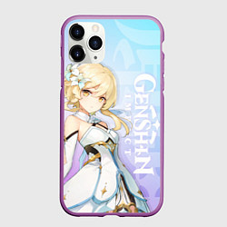 Чехол iPhone 11 Pro матовый Genshin Impact Путешественница, цвет: 3D-фиолетовый