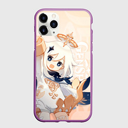 Чехол iPhone 11 Pro матовый Genshin Impact, Паймон, цвет: 3D-фиолетовый