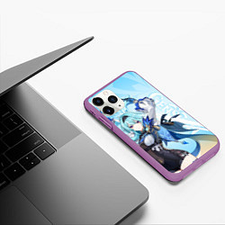 Чехол iPhone 11 Pro матовый Genshin Impact, Эола, цвет: 3D-фиолетовый — фото 2