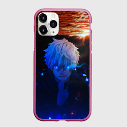 Чехол iPhone 11 Pro матовый Сатору гото голубые глаза, цвет: 3D-малиновый