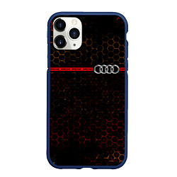 Чехол iPhone 11 Pro матовый Ауди - Pro Racing Полоса, цвет: 3D-тёмно-синий