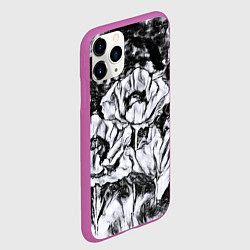 Чехол iPhone 11 Pro матовый Черно-белый узор Маки, цвет: 3D-фиолетовый — фото 2