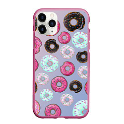 Чехол iPhone 11 Pro матовый Пончики, цвет: 3D-малиновый