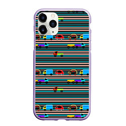 Чехол iPhone 11 Pro матовый Детский полосатый узор, цвет: 3D-светло-сиреневый