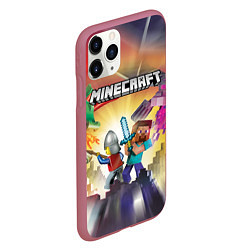 Чехол iPhone 11 Pro матовый MINECRAFT МАЙНКРАФТ Z, цвет: 3D-малиновый — фото 2