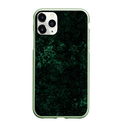 Чехол iPhone 11 Pro матовый Темно-зеленый мраморный узор, цвет: 3D-салатовый