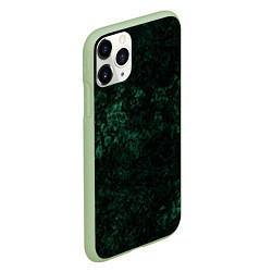 Чехол iPhone 11 Pro матовый Темно-зеленый мраморный узор, цвет: 3D-салатовый — фото 2