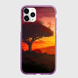 Чехол iPhone 11 Pro матовый СОЛНЦЕ НАД АФРИКОЙ, цвет: 3D-фиолетовый
