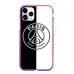 Чехол iPhone 11 Pro матовый ФК ПСЖ PSG BLACK & WHITE, цвет: 3D-фиолетовый