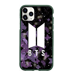 Чехол iPhone 11 Pro матовый BTS BUTTERFLIES БАБОЧКИ, цвет: 3D-темно-зеленый