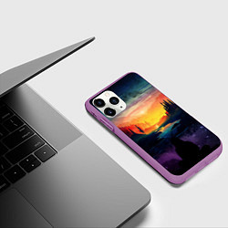 Чехол iPhone 11 Pro матовый ПЕЙЗАЖ НАД ЗВЕЗДАМИ, цвет: 3D-фиолетовый — фото 2