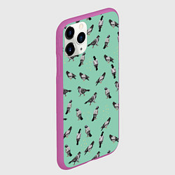 Чехол iPhone 11 Pro матовый Голуби на зеленом, цвет: 3D-фиолетовый — фото 2