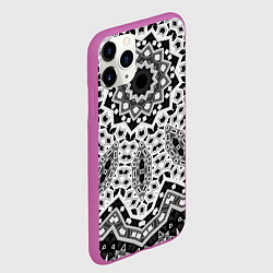 Чехол iPhone 11 Pro матовый Черно-белый орнамент, цвет: 3D-фиолетовый — фото 2