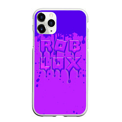 Чехол iPhone 11 Pro матовый ROBLOX ФИОЛЕТОВЫЕ ПОДТЕКИ, цвет: 3D-белый