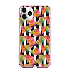 Чехол iPhone 11 Pro матовый Абстрактный полосатый узор, цвет: 3D-розовый