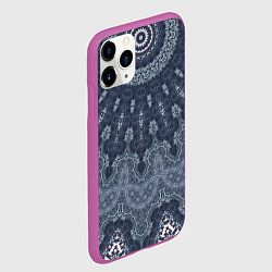 Чехол iPhone 11 Pro матовый Серый восточный орнамент мандала, цвет: 3D-фиолетовый — фото 2