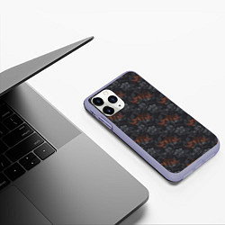 Чехол iPhone 11 Pro матовый Серо-коричневый цветочный узор, цвет: 3D-светло-сиреневый — фото 2