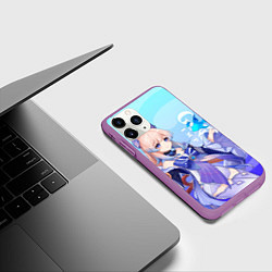 Чехол iPhone 11 Pro матовый Genshin Impact, Кокоми, цвет: 3D-фиолетовый — фото 2