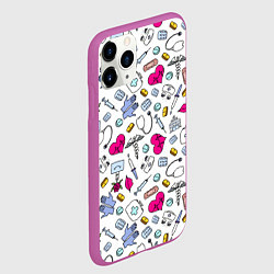 Чехол iPhone 11 Pro матовый Медицинский паттерн, цвет: 3D-фиолетовый — фото 2