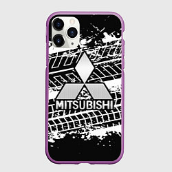 Чехол iPhone 11 Pro матовый MITSUBISHI СЛЕДЫ ШИН, цвет: 3D-фиолетовый