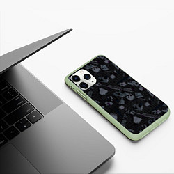 Чехол iPhone 11 Pro матовый Темный серый узор мемфис, цвет: 3D-салатовый — фото 2