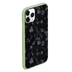 Чехол iPhone 11 Pro матовый Темный серый узор мемфис, цвет: 3D-салатовый — фото 2