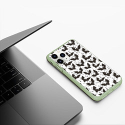 Чехол iPhone 11 Pro матовый Летучие мыши, цвет: 3D-салатовый — фото 2