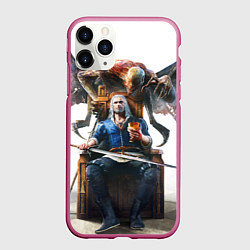Чехол iPhone 11 Pro матовый Geralt, цвет: 3D-малиновый
