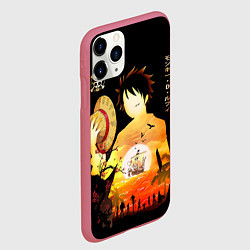 Чехол iPhone 11 Pro матовый Силуэт Луффи One piece, цвет: 3D-малиновый — фото 2