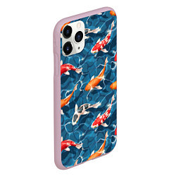 Чехол iPhone 11 Pro матовый Японские карпы кои, цвет: 3D-розовый — фото 2