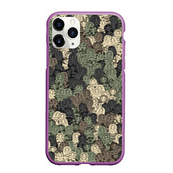 Чехол iPhone 11 Pro матовый Камуфляж из матрёшек, цвет: 3D-фиолетовый