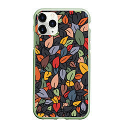 Чехол iPhone 11 Pro матовый Рисованная Осень, цвет: 3D-салатовый