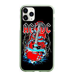 Чехол iPhone 11 Pro матовый ACDC гитара, цвет: 3D-салатовый