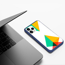 Чехол iPhone 11 Pro матовый Треугольники, цвет: 3D-тёмно-синий — фото 2