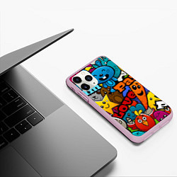 Чехол iPhone 11 Pro матовый LOVE PEACE PARTY Z, цвет: 3D-розовый — фото 2