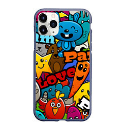 Чехол iPhone 11 Pro матовый LOVE PEACE PARTY Z, цвет: 3D-серый