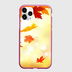 Чехол iPhone 11 Pro матовый ПАДАЮЩИЙ КЛЕН ОСЕННЯЯ Z, цвет: 3D-малиновый