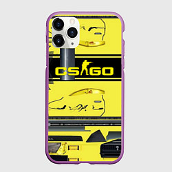 Чехол iPhone 11 Pro матовый CS GO YELLOW SKIN, цвет: 3D-фиолетовый