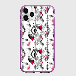 Чехол iPhone 11 Pro матовый Абстрактный современный узор, цвет: 3D-фиолетовый