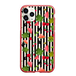 Чехол iPhone 11 Pro матовый Ягодно-арбузный микс, цвет: 3D-красный