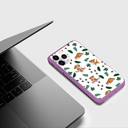 Чехол iPhone 11 Pro матовый Милый тигр, цвет: 3D-фиолетовый — фото 2