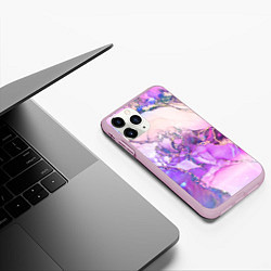 Чехол iPhone 11 Pro матовый Абстракция с Золотом, цвет: 3D-розовый — фото 2
