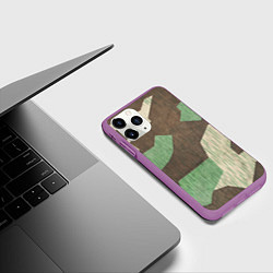 Чехол iPhone 11 Pro матовый Камуфляж хаки армейский, цвет: 3D-фиолетовый — фото 2